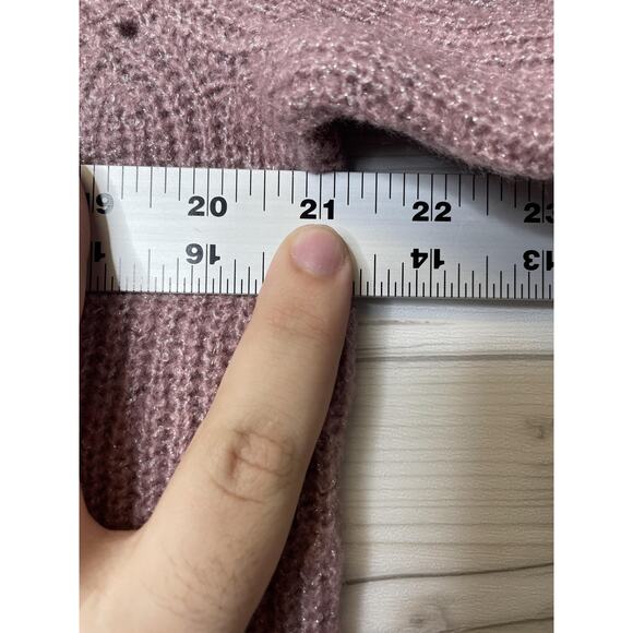 Lane Bryant Sweater Womens 14/16 Pink Scallop Hem Metallic Knit Pullover New - Picture 5 of 12